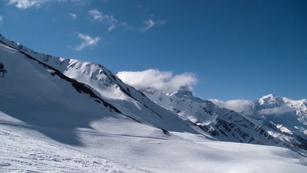 Vista sul Bianco, il ghiacciaio di Tour e l'Auguille Verte