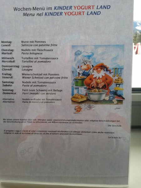 Menù della moderna scuola sci di Monte Cavallo