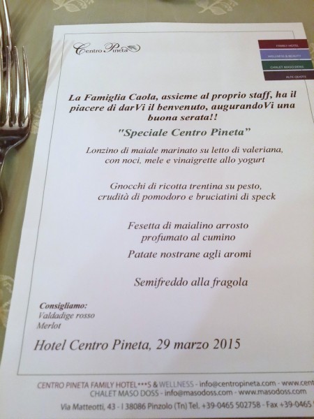 Un Menù del Centro Pineta